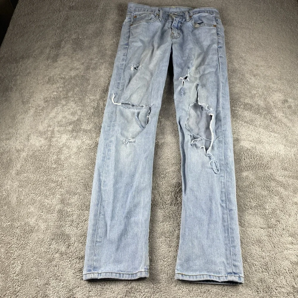 Levis 511 Slim Fit Jeans Mens 28x29‎ Blue Light Wash Low Rise Distressed